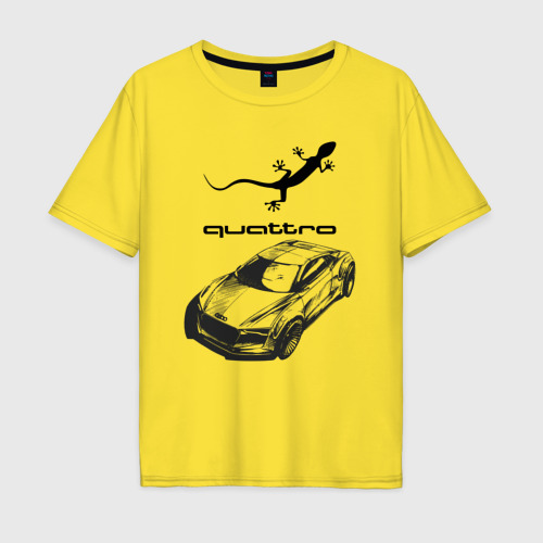 Мужская футболка хлопок Oversize Audi Quattro 4x4 off road, цвет желтый