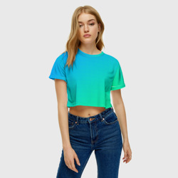 Женская футболка Crop-top 3D Бирюзовый градиент В небольшую клеточку - фото 2