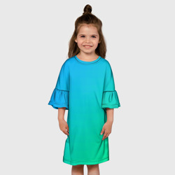 Детское платье 3D Бирюзовый градиент В небольшую клеточку - фото 2