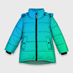 Зимняя куртка для девочек 3D Бирюзовый градиент В небольшую клеточку