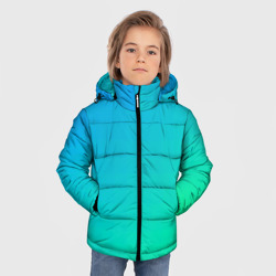 Зимняя куртка для мальчиков 3D Бирюзовый градиент В небольшую клеточку - фото 2