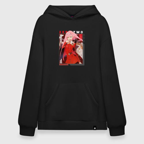 Худи SuperOversize хлопок Zero Two с надписями, Darling in the Franxx Милый во Франксе, цвет черный