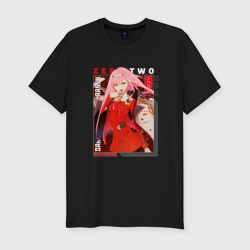 Мужская футболка хлопок Slim Zero Two с надписями, Darling in the Franxx Милый во Франксе