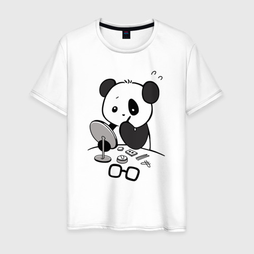 Мужская футболка хлопок Панда красит глаза, цвет белый