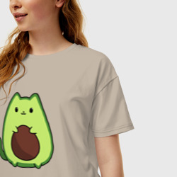 Женская футболка хлопок Oversize Avo cat o - фото 2