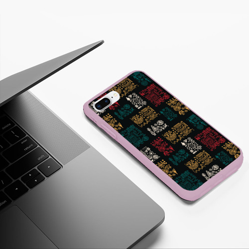 Чехол для iPhone 7Plus/8 Plus матовый Индейский узор, цвет розовый - фото 5