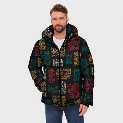 Мужская зимняя куртка 3D Индейский узор, цвет черный - фото 3