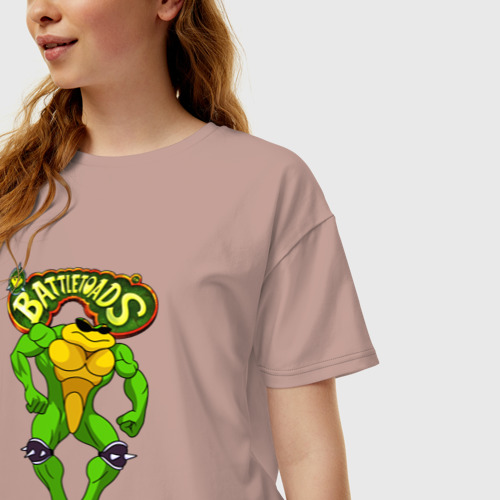 Женская футболка хлопок Oversize Battletoads Боевые жабы Рэш, цвет пыльно-розовый - фото 3