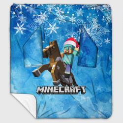 Плед с рукавами Новый год в Майнкрафт, снежинки, 2022