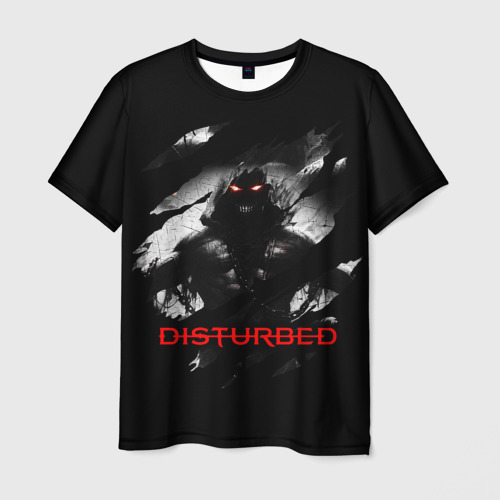 Мужская футболка с принтом Disturbed the Guy лицо демона, вид спереди №1