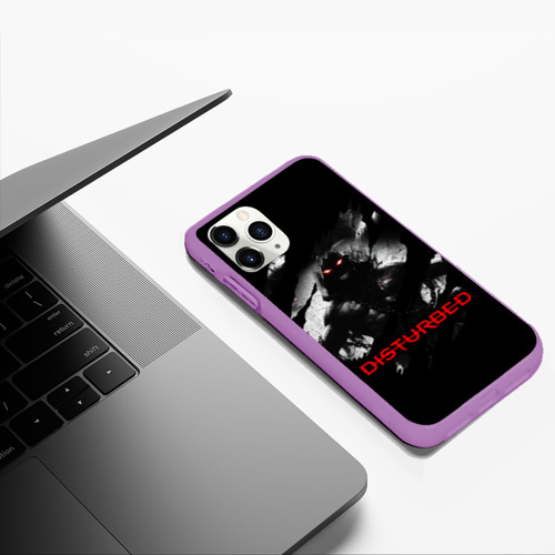 Чехол для iPhone 11 Pro Max матовый Disturbed the Guy лицо демона, цвет фиолетовый - фото 5