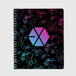 Тетрадь Exo band неоновые автографы