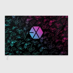 Флаг 3D Exo band неоновые автографы