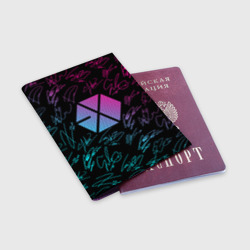 Обложка для паспорта матовая кожа Exo band неоновые автографы - фото 2