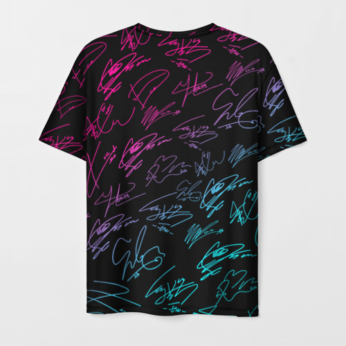 Мужская футболка 3D Exo band неоновые автографы, цвет 3D печать - фото 2