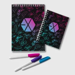 Блокнот Exo band неоновые автографы
