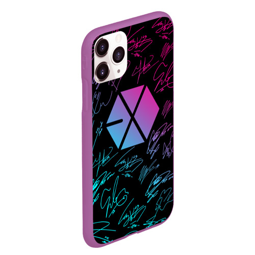 Чехол для iPhone 11 Pro Max матовый Exo band неоновые автографы, цвет фиолетовый - фото 3