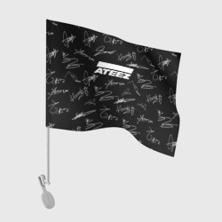 Флаг для автомобиля Ateez белые автографы узор