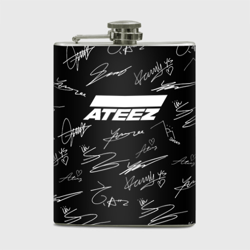 Фляга Ateez белые автографы узор