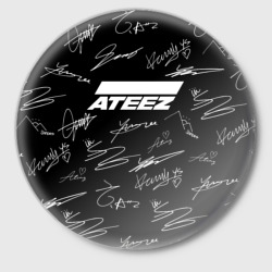 Значок Ateez белые автографы узор