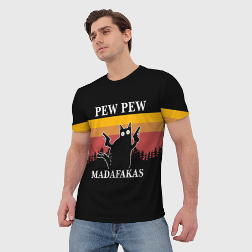 Мужская футболка 3D Madafakas - pew pew, цвет 3D печать - фото 3