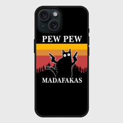 Чехол силиконовый для Apple iPhone 15 матовый Madafakas - pew pew