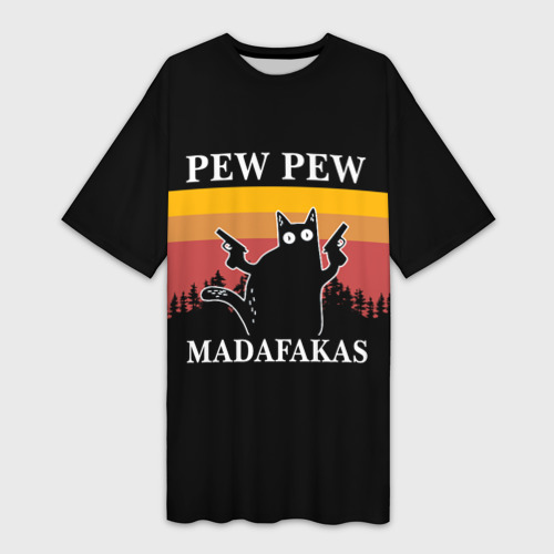 Платье-футболка с принтом Madafakas - pew pew, вид спереди №1