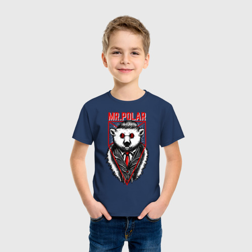 Детская футболка хлопок с принтом Медведь босс, фото на моделе #1