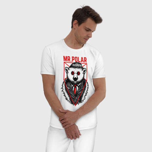 Мужская пижама хлопок с принтом Медведь босс, фото на моделе #1