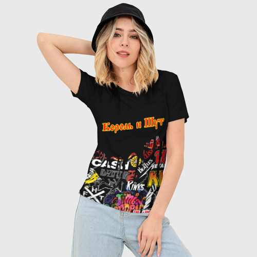 Женская футболка 3D Slim Король и Шут логотипы рок групп, цвет 3D печать - фото 3