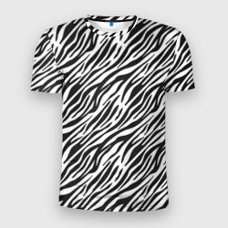 Мужская футболка 3D Slim Чёрно-Белые полоски Зебры