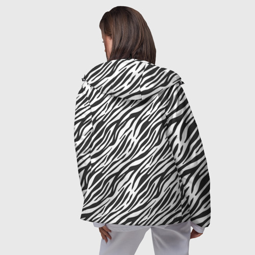 Женская ветровка 3D Чёрно-Белые полоски Зебры, цвет черный - фото 4