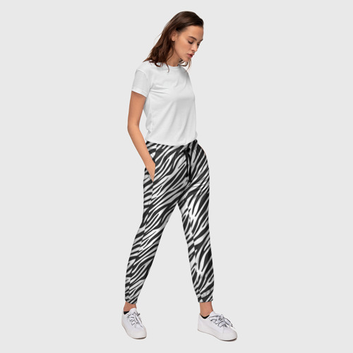 Женские брюки 3D Чёрно-Белые полоски Зебры, цвет 3D печать - фото 5