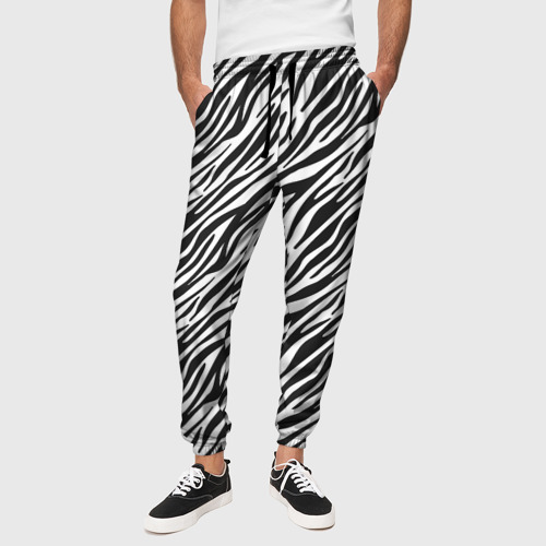 Мужские брюки 3D Чёрно-Белые полоски Зебры, цвет 3D печать - фото 4