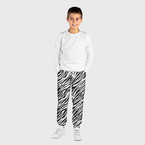 Детские брюки 3D Чёрно-Белые полоски Зебры, цвет 3D печать - фото 4