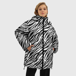 Женская зимняя куртка Oversize Чёрно-Белые полоски Зебры - фото 2