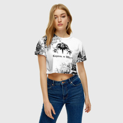 Женская футболка Crop-top 3D Король и Шут чёрно белый - фото 2