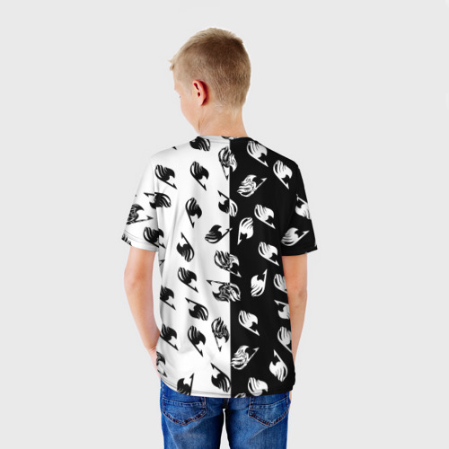 Детская футболка 3D Fairy tail black white хвост феи символы чёрно белый, цвет 3D печать - фото 4