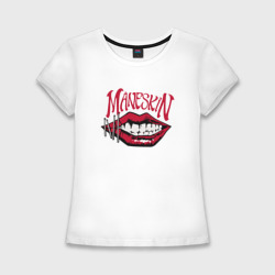 Женская футболка хлопок Slim Maneskin leap губы рок группа