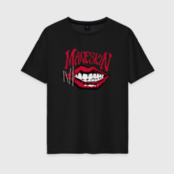 Женская футболка хлопок Oversize Maneskin leap губы рок группа