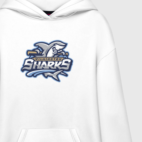 Худи SuperOversize хлопок Wilmington Sharks - baseball team, цвет белый - фото 3