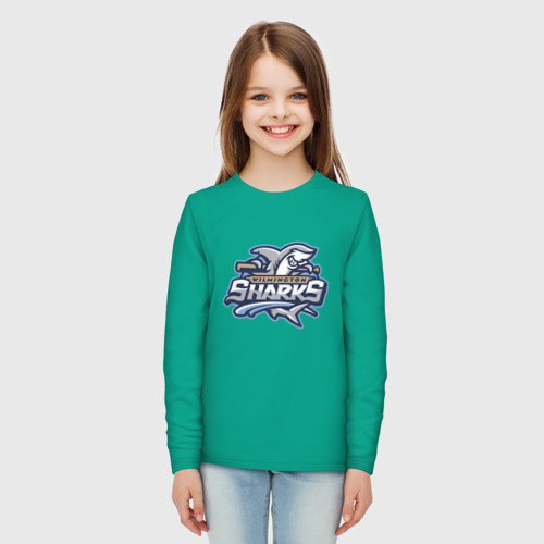 Детский лонгслив хлопок Wilmington Sharks - baseball team, цвет зеленый - фото 5
