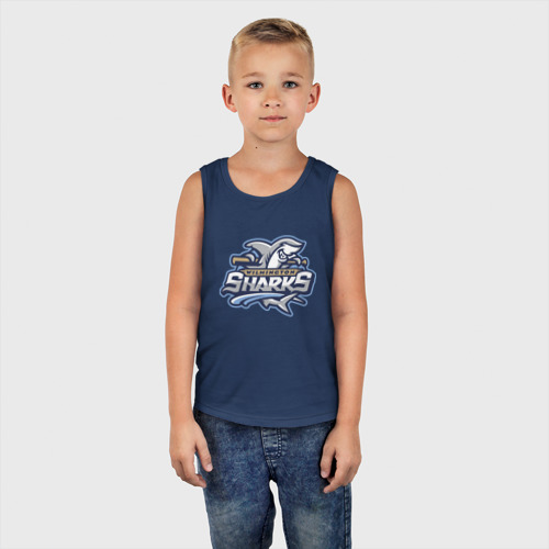 Детская майка хлопок Wilmington Sharks - baseball team, цвет темно-синий - фото 5