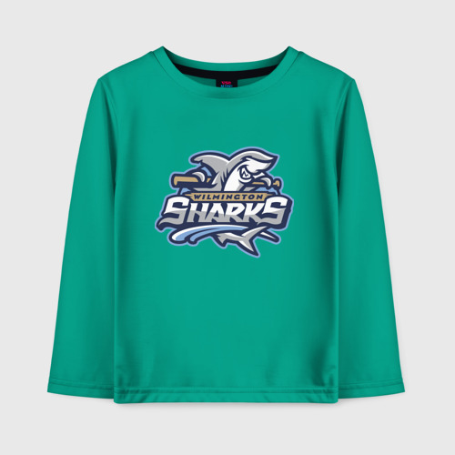 Детский лонгслив хлопок Wilmington Sharks - baseball team, цвет зеленый