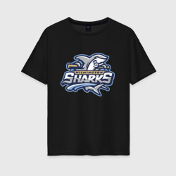 Женская футболка хлопок Oversize Wilmington Sharks - baseball team