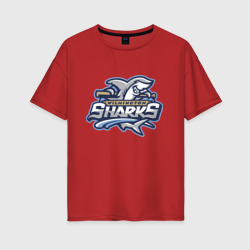 Женская футболка хлопок Oversize Wilmington Sharks - baseball team