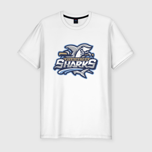 Мужская футболка хлопок Slim Wilmington Sharks - baseball team, цвет белый