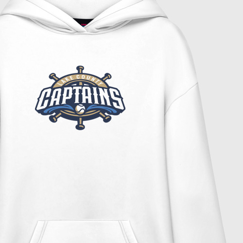 Худи SuperOversize хлопок Lake County Captains - baseball team, цвет белый - фото 3