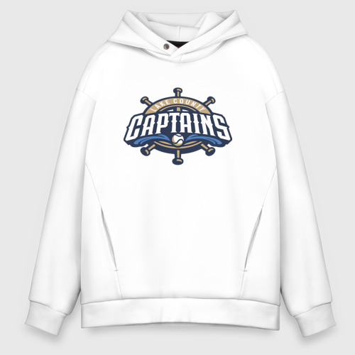 Мужское худи Oversize хлопок Lake County Captains - baseball team, цвет белый