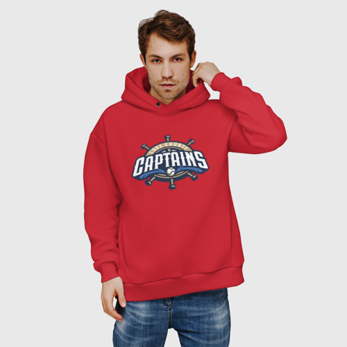 Мужское худи Oversize хлопок Lake County Captains - baseball team, цвет красный - фото 3